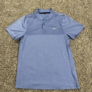 Nike Blade Collar Golf Polo Shirt Dri-Fit Stretch Performance Mens Small Blue